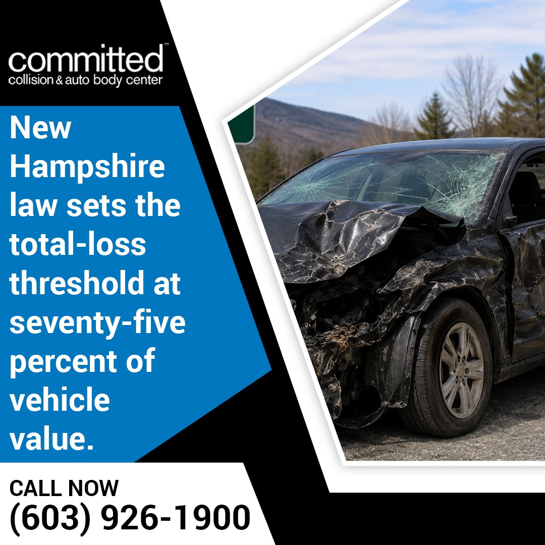Is Your Car a Total Loss or Repairable After a Collision? 1 Heavily damaged black car with crushed front-end hood, side door damage, and shattered windshield after an accident.